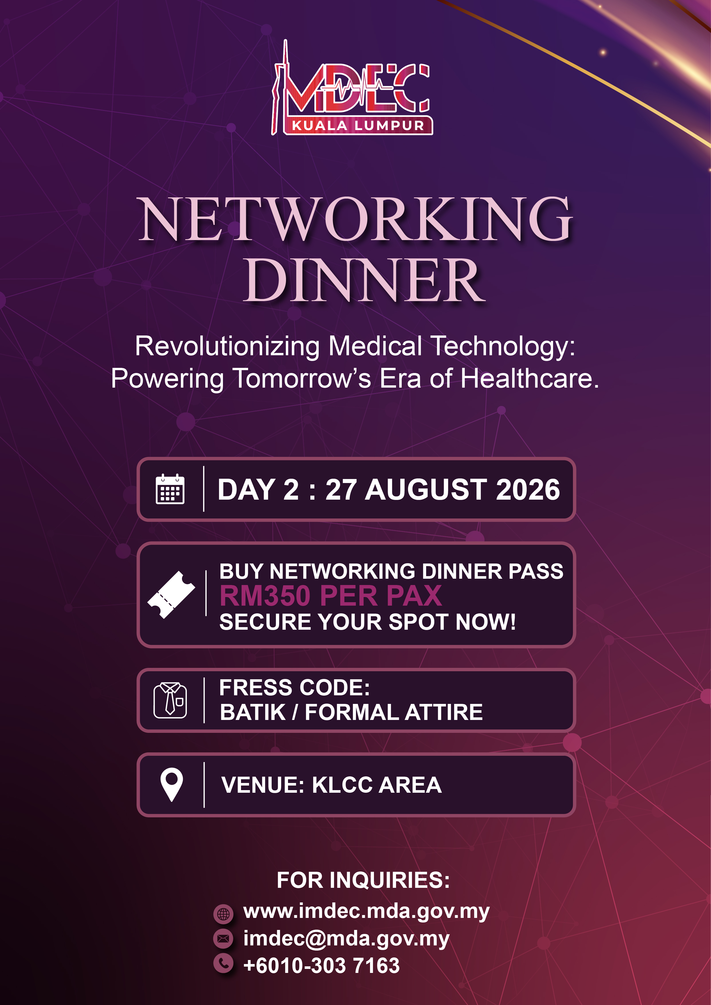 IMDEC Networking Dinner Poster